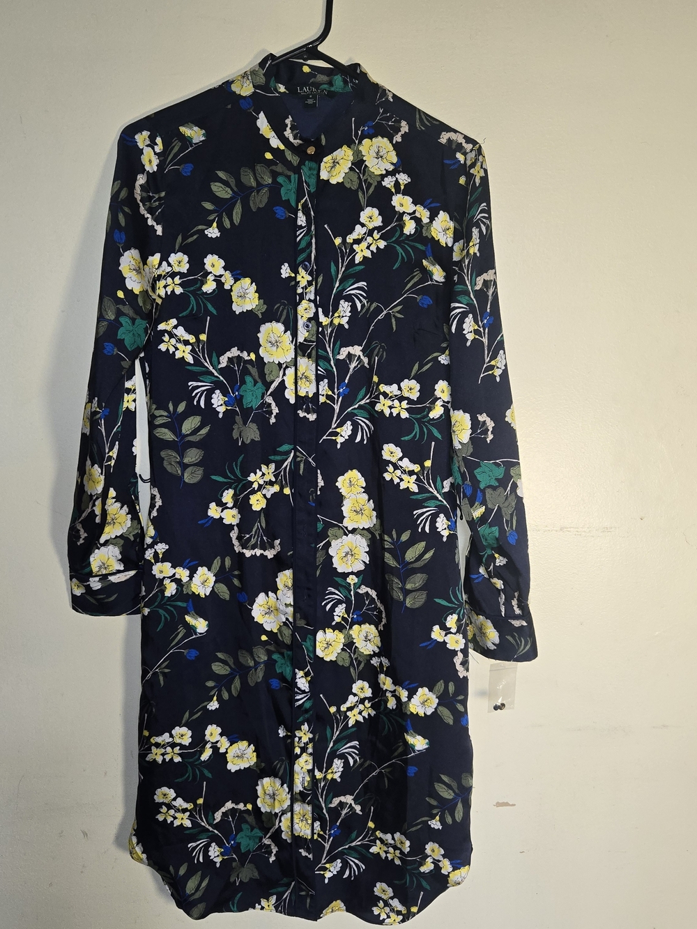 Lauren Ralph Lauren Navy Floral Long-Sleeve Shirt Dress